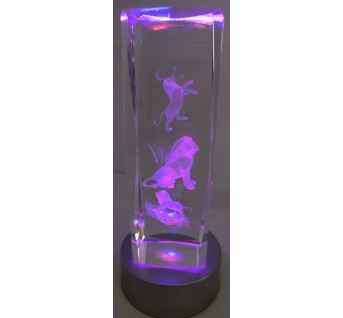 3D Laser Crystal Lions