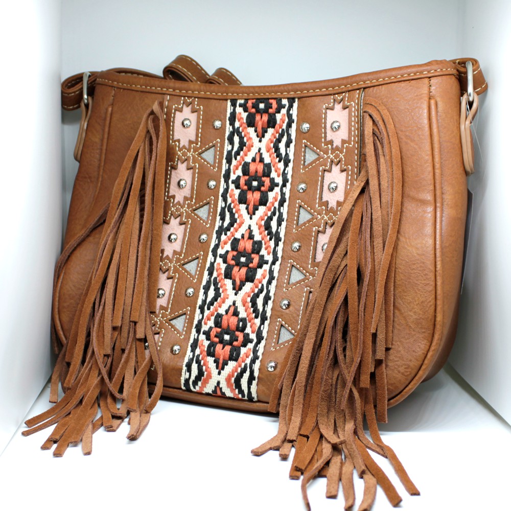 Distressed Brown Fringe Purse - D1291 - Stages West