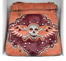 Embroidered Skull Purse Blue