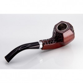 Engraved – Plastic Resin Pipe – Brown w/ Silver Band